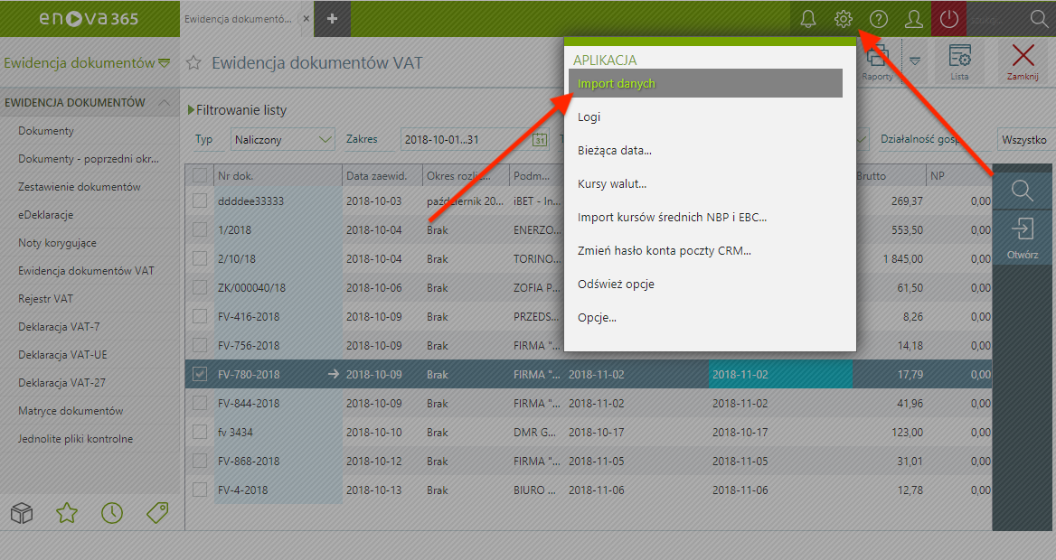 Importu dokumentów do enova365 multi