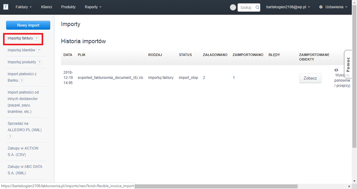 Import dokumentów Fakturownia