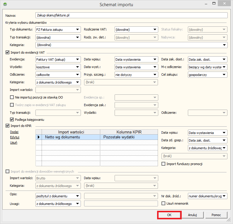Import dokumentów do Insert Rachmistrz GT