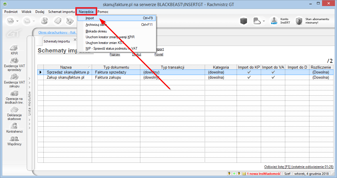 Import dokumentów do Insert Rachmistrz GT