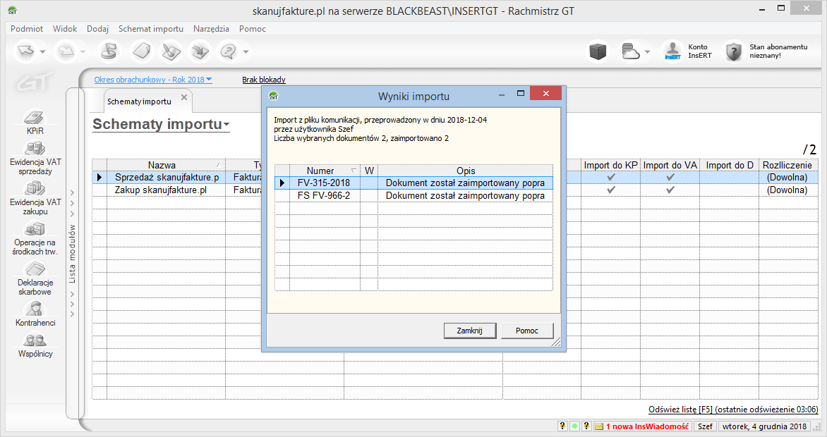 Import dokumentów do Insert Rachmistrz GT