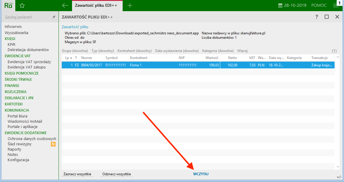Import dokumentów do Insert Rachmistrz Nexo