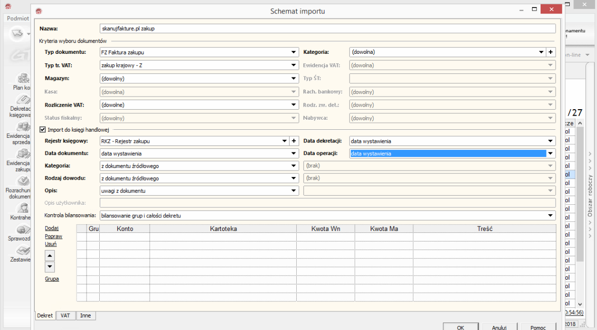 Konfiguracja importu dokumentów do Insert Rewizor GT