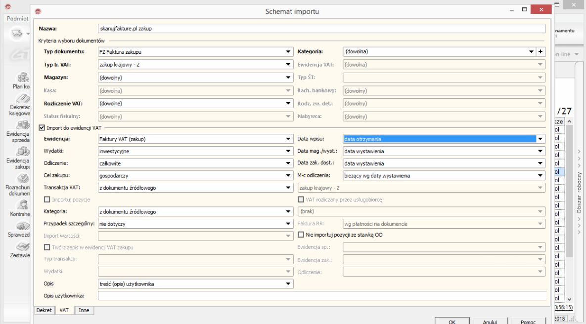 Konfiguracja importu dokumentów do Insert Rewizor GT