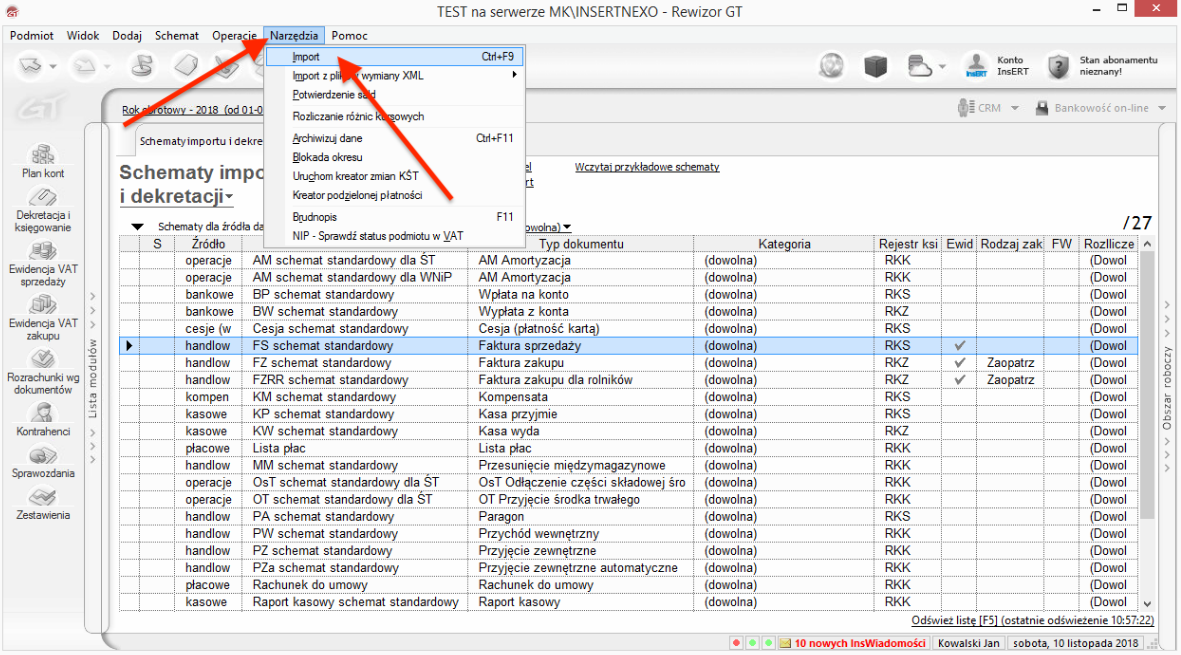 Import dokumentów do Insert Rewizor GT