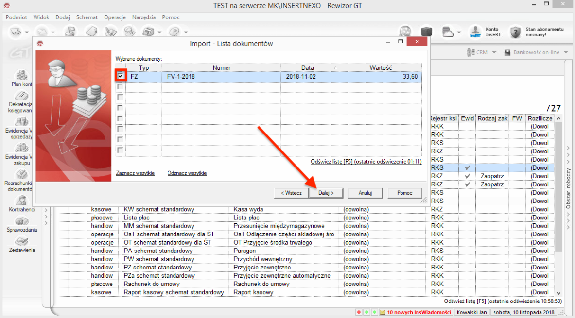 Import dokumentów do Insert Rewizor GT