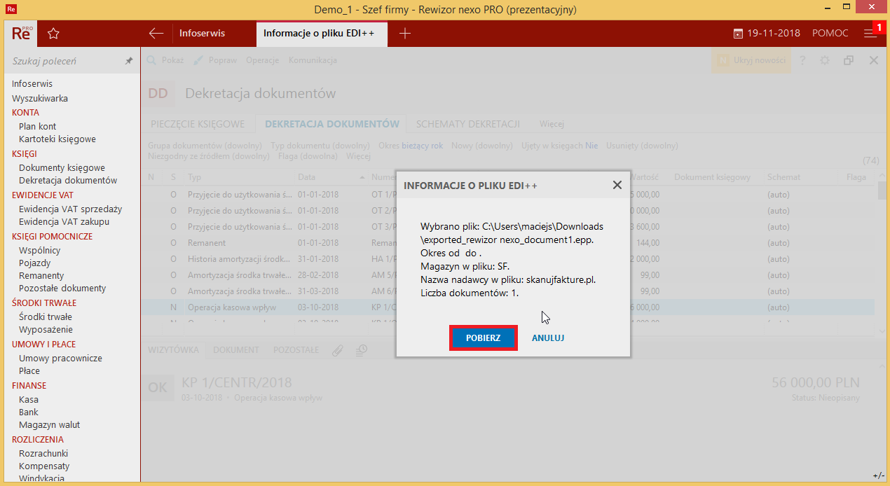 Import dokumentów do Insert Rewizor Nexo