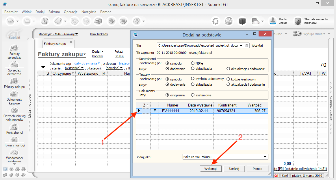 Import dokumentów do Insert Subiekt GT