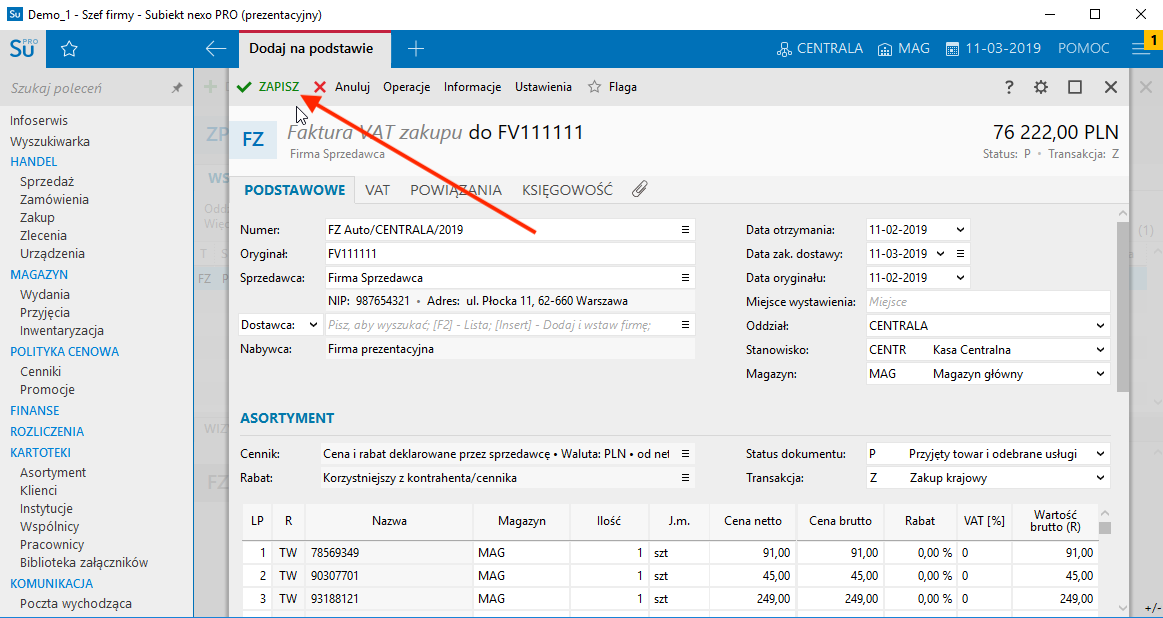 Import dokumentów do Insert Subiekt Nexo