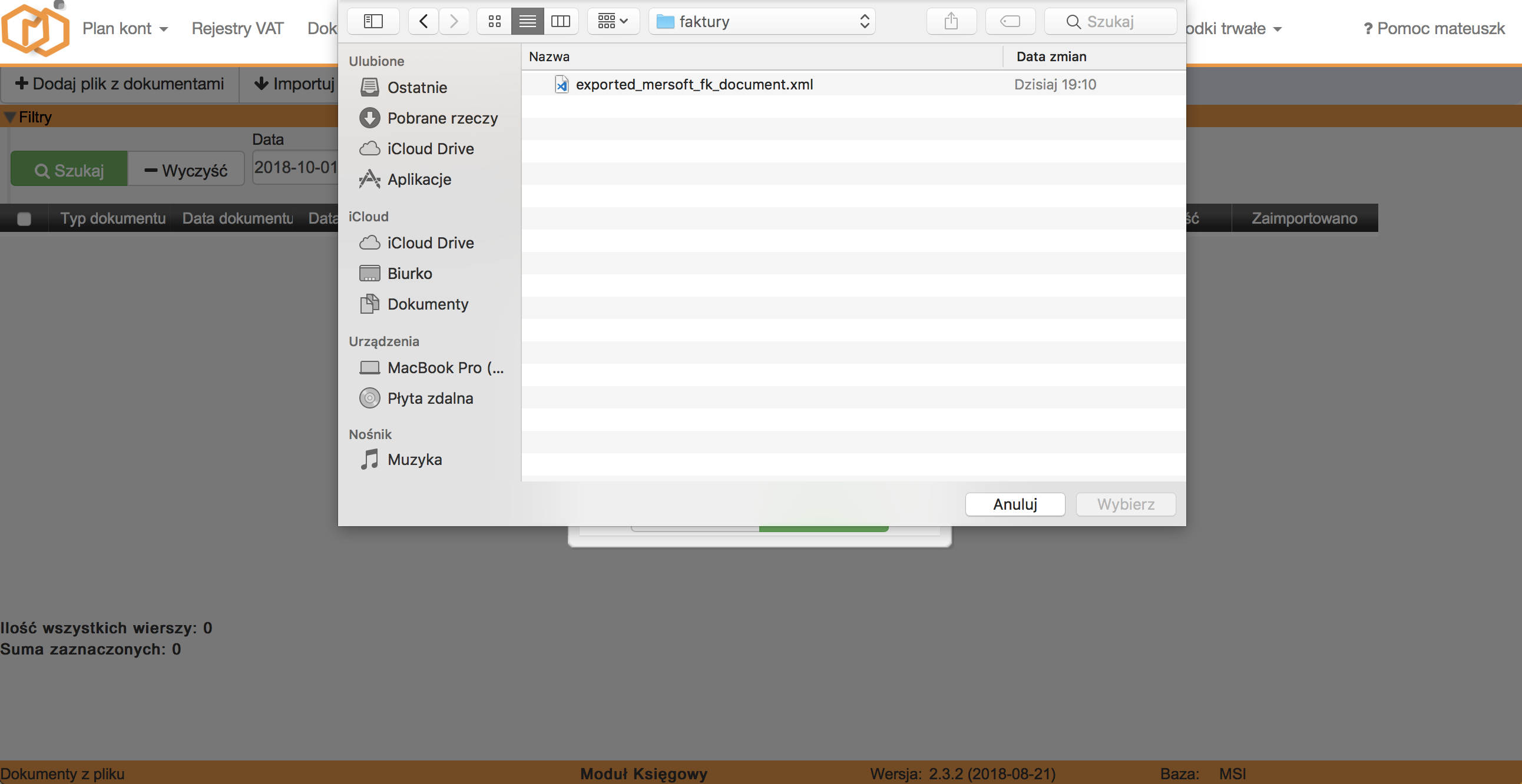 Import dokumentów merSoft FK, Meritus Systemy Informatyczne Sp. z o.o.