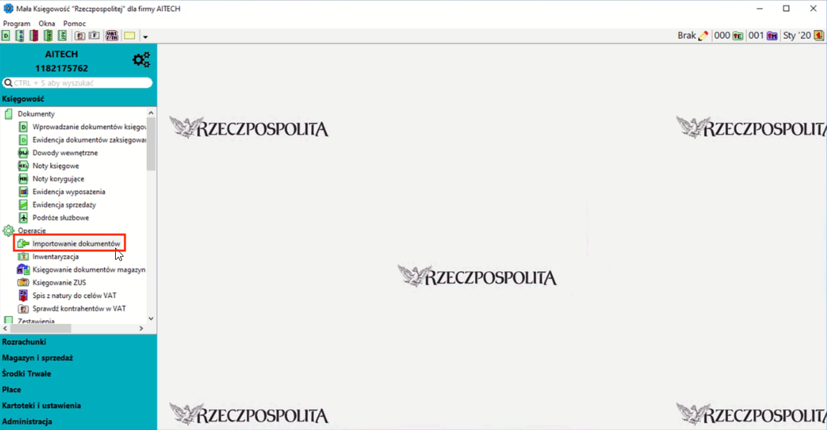 Import dokumentów Mała Księgowość RP