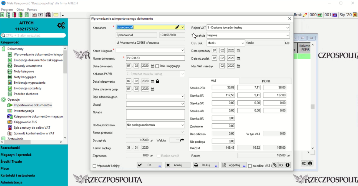 Import dokumentów Mała Księgowość RP