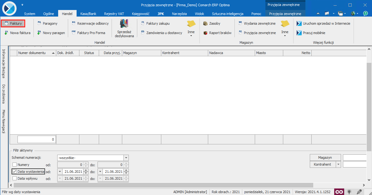 Importu pozycji do Comarch Optima draggable=