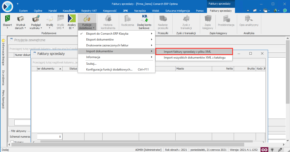Importu pozycji do Comarch Optima draggable=