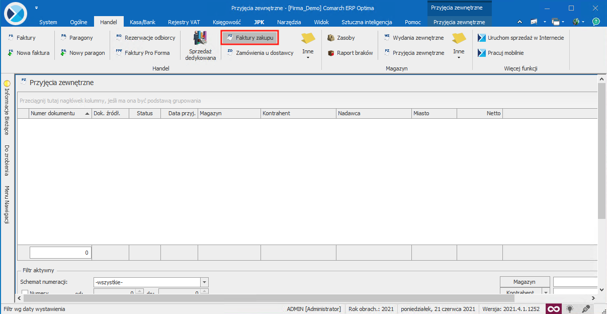 Importu pozycji do Comarch Optima draggable=