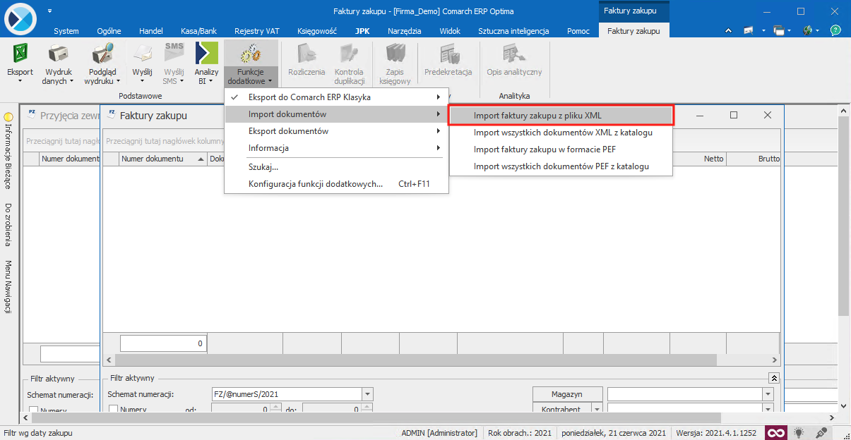 Importu pozycji do Comarch Optima draggable=