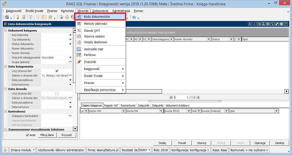 Import dokumentów do raksSql