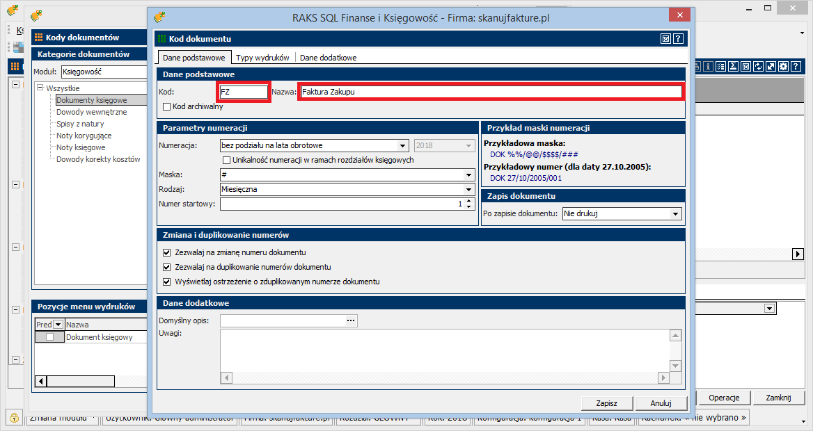 Import dokumentów do raksSql