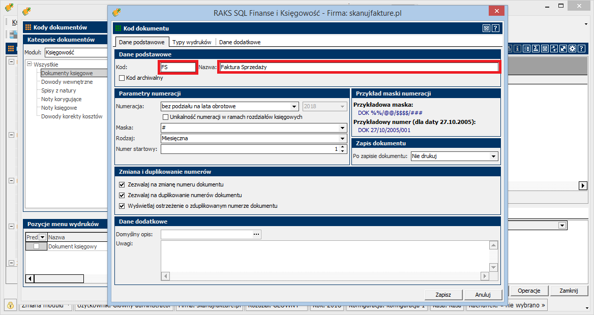 Import dokumentów do raksSql