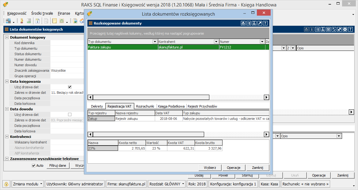 Import dokumentów do raksSql