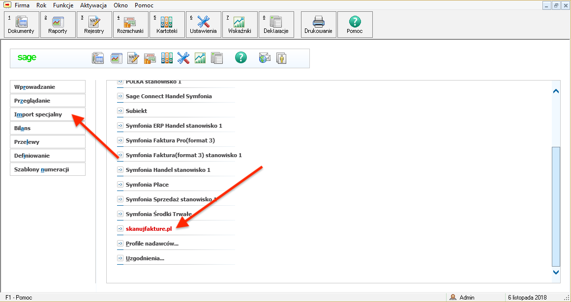 Import dokumentów do symfonia fk