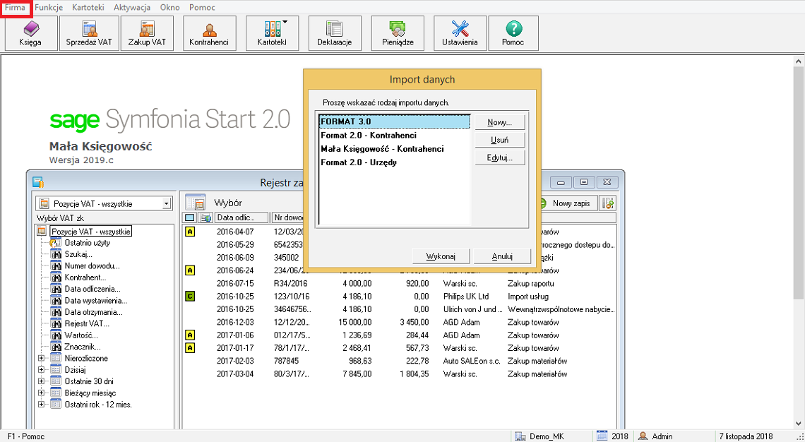 Import dokumentów do symfonia mk