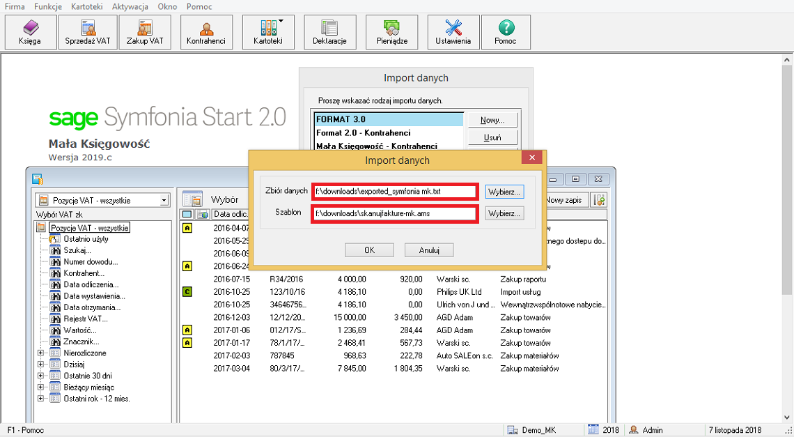 Import dokumentów do symfonia mk