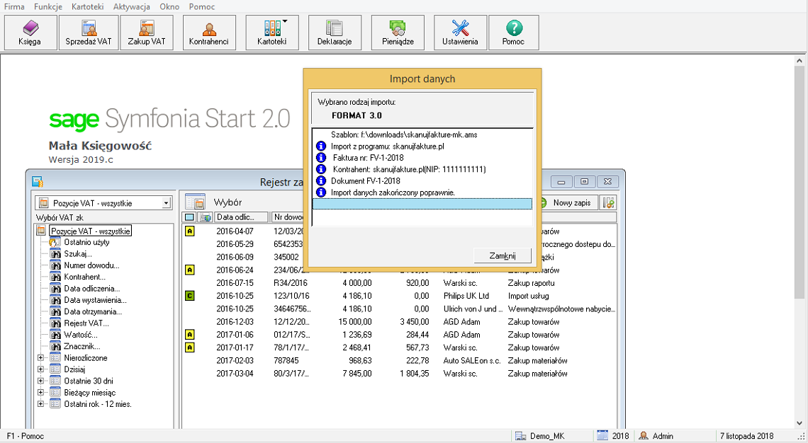 Import dokumentów do symfonia mk