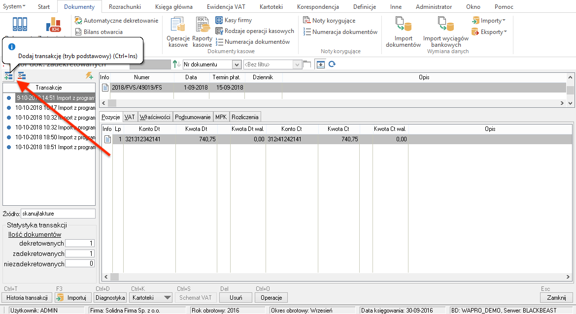 Konfiguracja importu dokumentów do Asseco WAPRO fakir