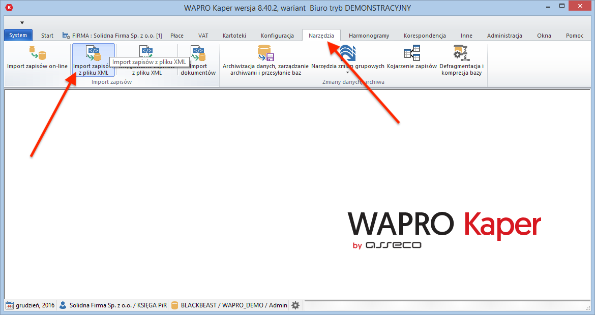 Konfiguracja importu dokumentów do Asseco WAPRO kaper